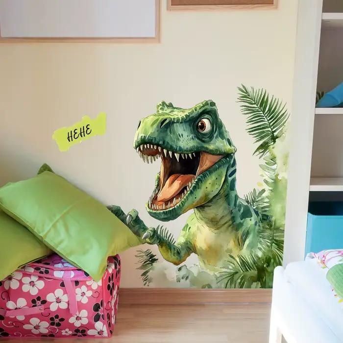 Autocollant Mural de dinosaure peint de dessin animé