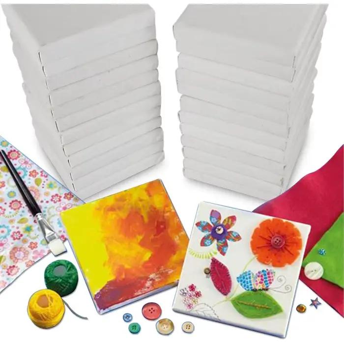 5 mini tableaux blancs en toile pour la peinture