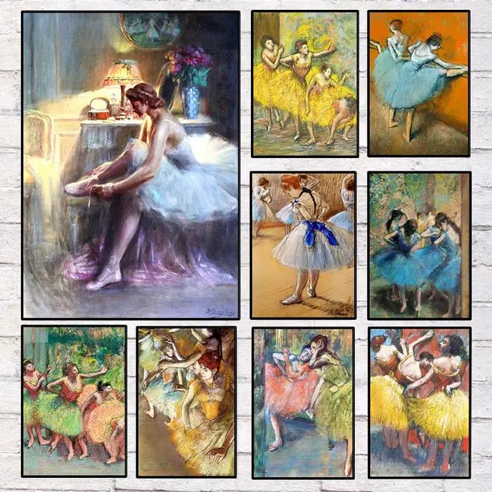 Affiche vintage Edgar Degas : Portrait de danseuse impressionniste