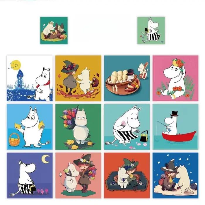 Autocollants Kawaii Anime Moomins Série 500 Pièces Personnages de Dessins Animés Mignons Créativité Impression HD DIY Coque de Téléphone Autocollant Graffiti