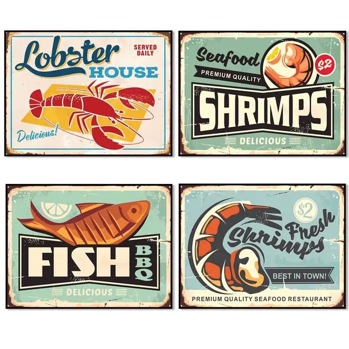Affiche de fruits de mer Vintage
