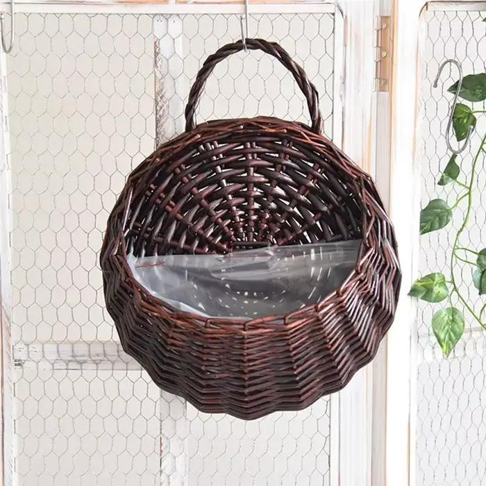 ABKW - Panier mural en osier naturel pour fleurs
