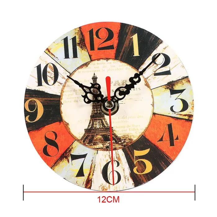 Horloge murale ronde en bois vintage