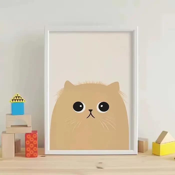 Affiche d'art minimaliste de chat mignon