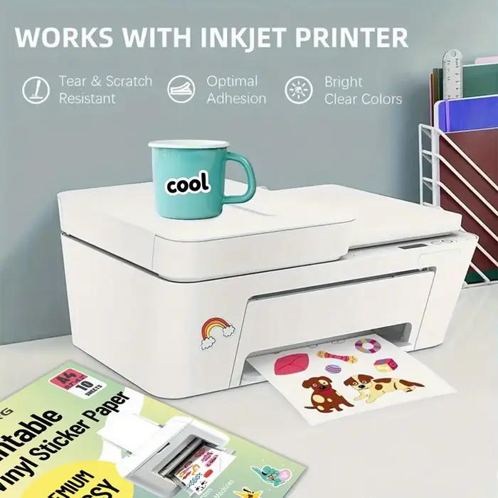 10 feuilles de papier autocollant en vinyle brillant A4