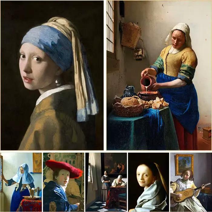 Johannes Vermeer-Affiches imprimées sur toile de coutumes célèbres