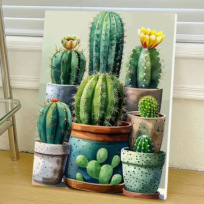 Bricolage peint à la main toile peinture Cactus numérique