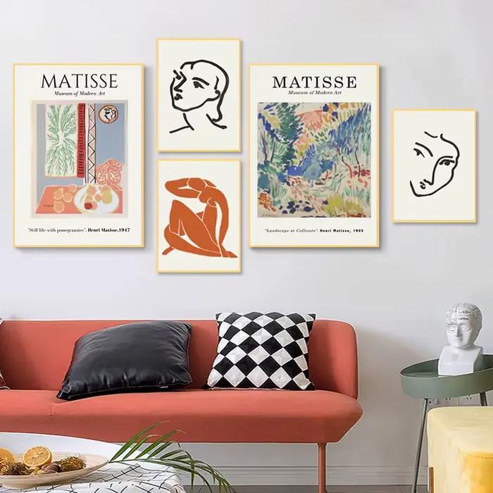 Peinture sur toile abstraite avec ligne d'henry Matisse, minimaliste, affiche Vintage, images murales pour décoration de maison