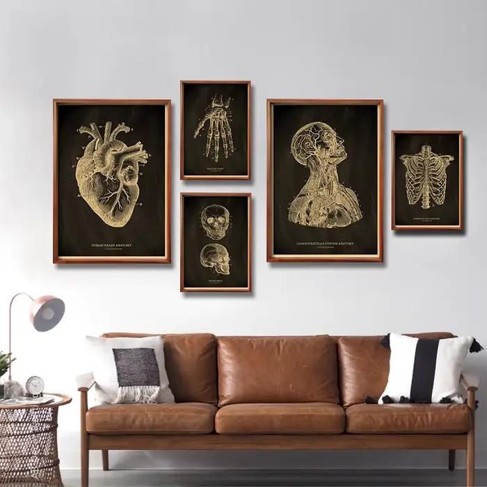 Affiches nostalgiques, tableau d'anatomie, imprimés, parties du corps, cœur, main, pied, dessin, Vintage, décoration murale pour salle de maison, peinture