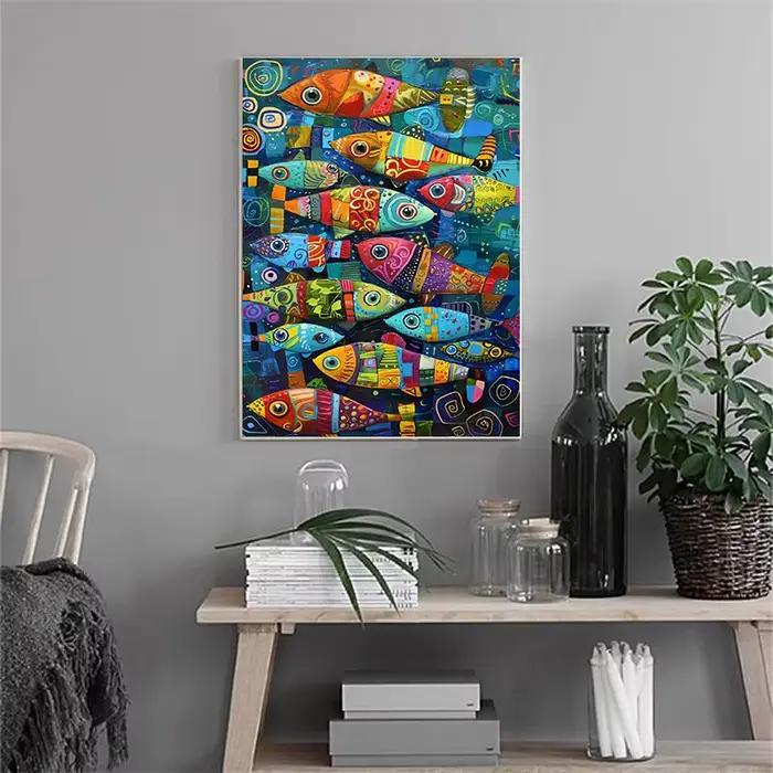 Affiches et imprimés sur toile de poisson coloré abstrait dans la mer