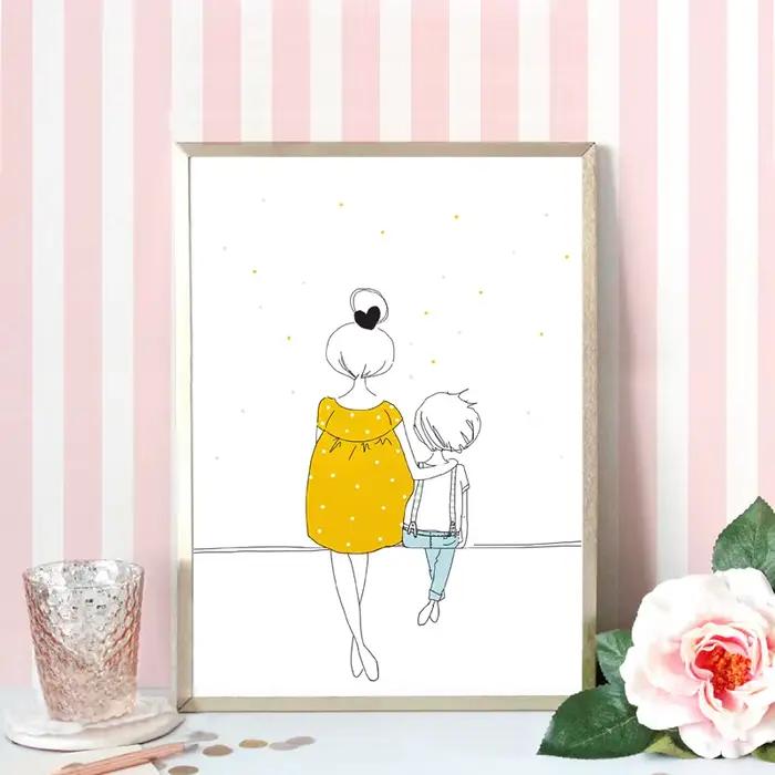 Peinture sur toile d'art mural de famille