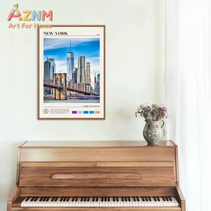 Affiche photo réelle de paysage de la ville de New York aux États-Unis