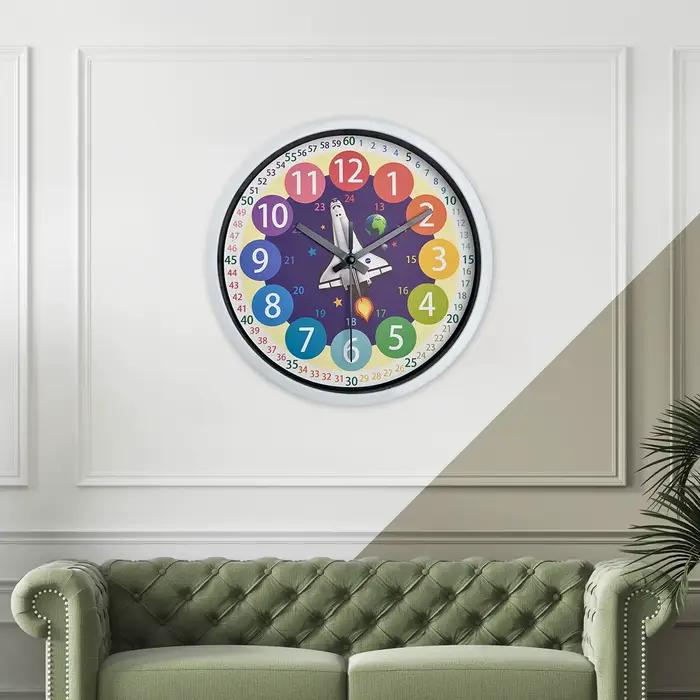 Horloge Murale Spacvier de Style Dessin Animé Bleu