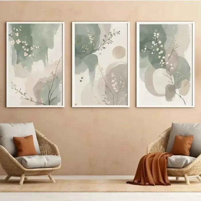 Affiche florale moderne Zen Japandi