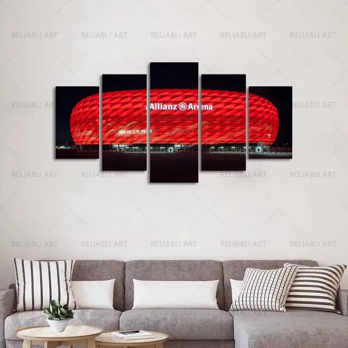 5 panneaux Bayern Munich Allianz Arena mur Art photos affiches toile peinture décoration salon décor à la maison sans cadre
