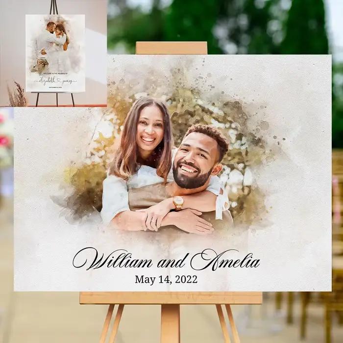 Affiche de portrait de couple d'interconnexion unique