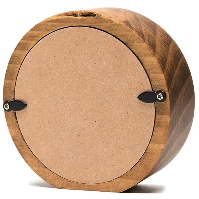 ABYN-horloge analogique de bureau et de Table en bois en pin véritable (foncé)-à piles avec mécanisme silencieux précis