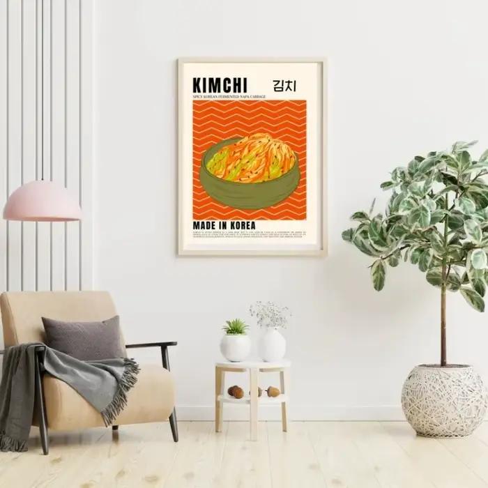 Affiche traditionnelle colorée coréenne de nourriture et de boisson