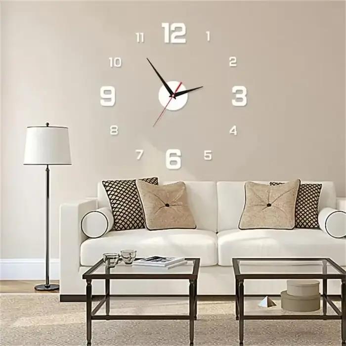 2024 horloge murale Design moderne grand 3D bricolage Quartz montre de mode acrylique miroir autocollant salon décorations pour la maison décor horloges