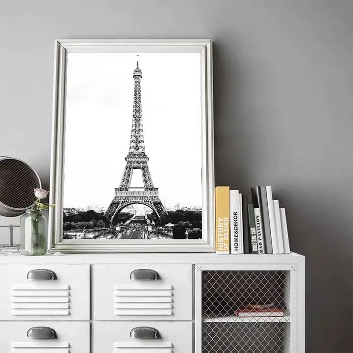 Tour Eiffel noir blanc affiche France Paris voyage paysage toile peinture impression mur Art photos pour salon décor à la maison