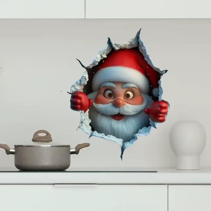Autocollant mural rabattable du père noël