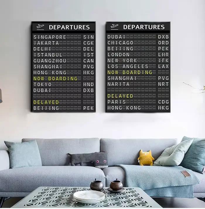 Affiches et imprimés de tableau de destin de carte d'airport