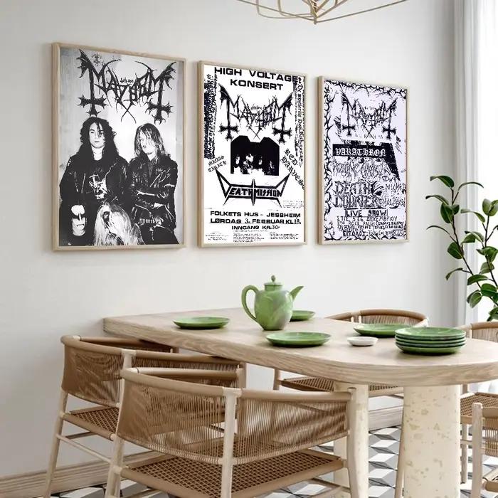 Bande d'art en métal noir m-Mayhem Dead, autocollant mural étanche pour Bar, salon, décor Vintage, cadeau imprimé de haute qualité