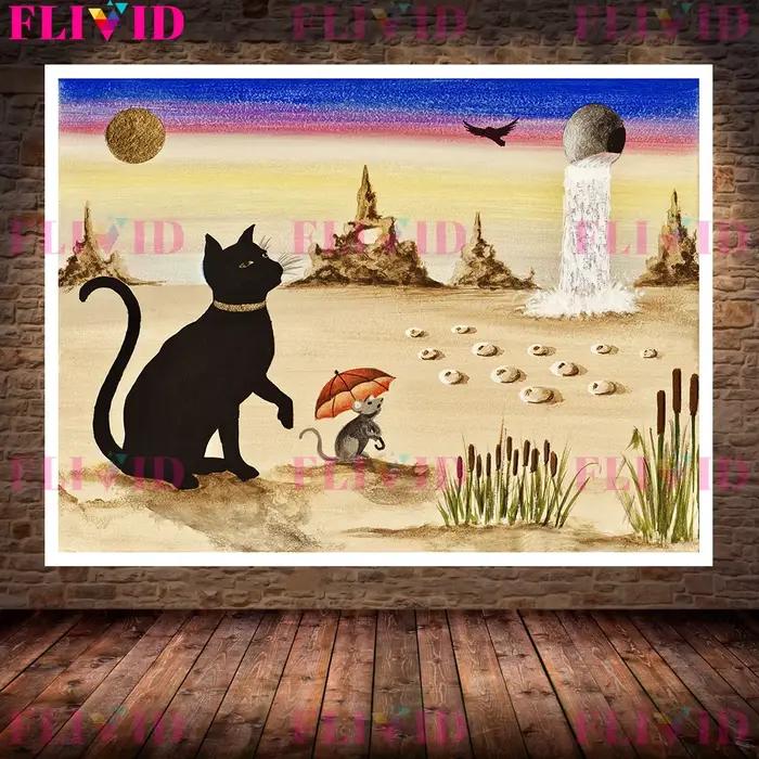 Affiche et impression de chat noir mystérieux