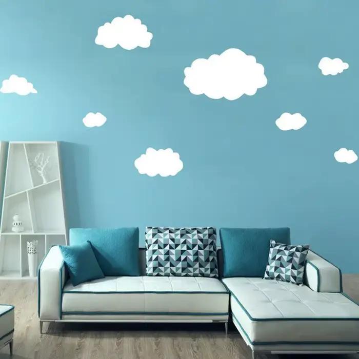 Autocollant mural PVC nuage blanc style nordique