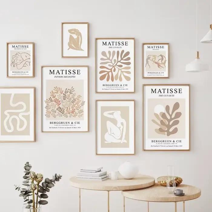 Affiche rétro abstraite beige neutre style Matisse