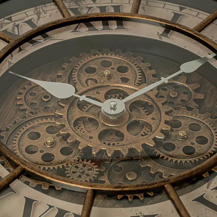 46 cm véritable engrenages mobiles horloge murale grand vapeur industrielle Punk chiffre romain