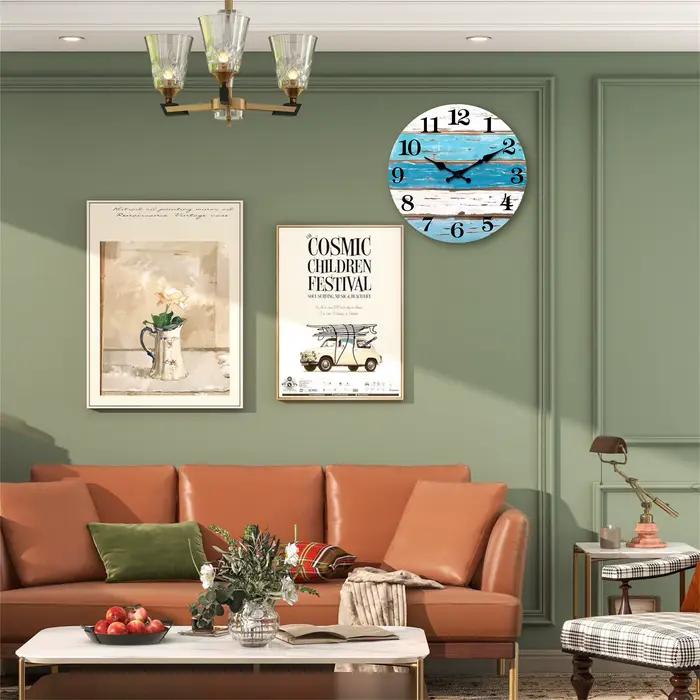 Horloge murale silencieuse en bois de style rétro