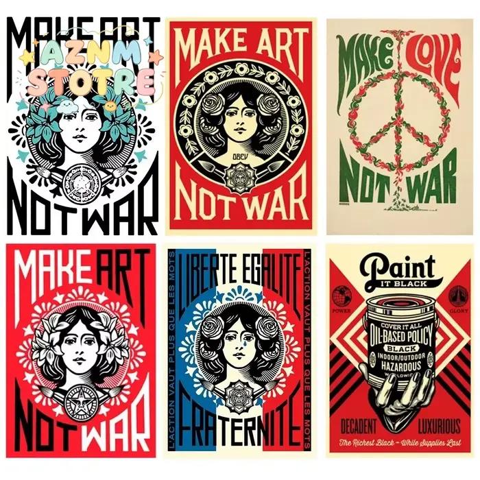Impression sur toile rétro « Make Art Not War »