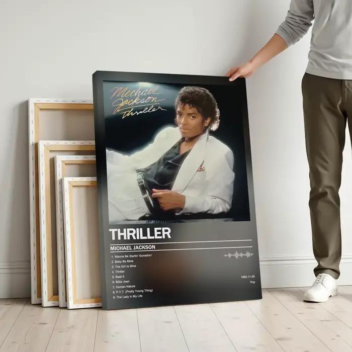 Peinture Calligraphique Michael Jackson Thriller avec Cadre Intérieur