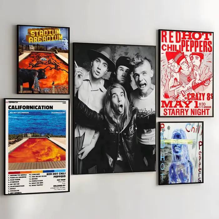 Affiche d'art de bande r-rouge Hot C-Chili Peppers avec imprimés