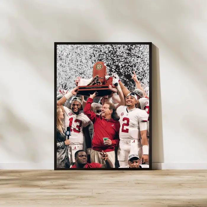 Peinture sur toile signée de joueur de Rugby des géants de New York