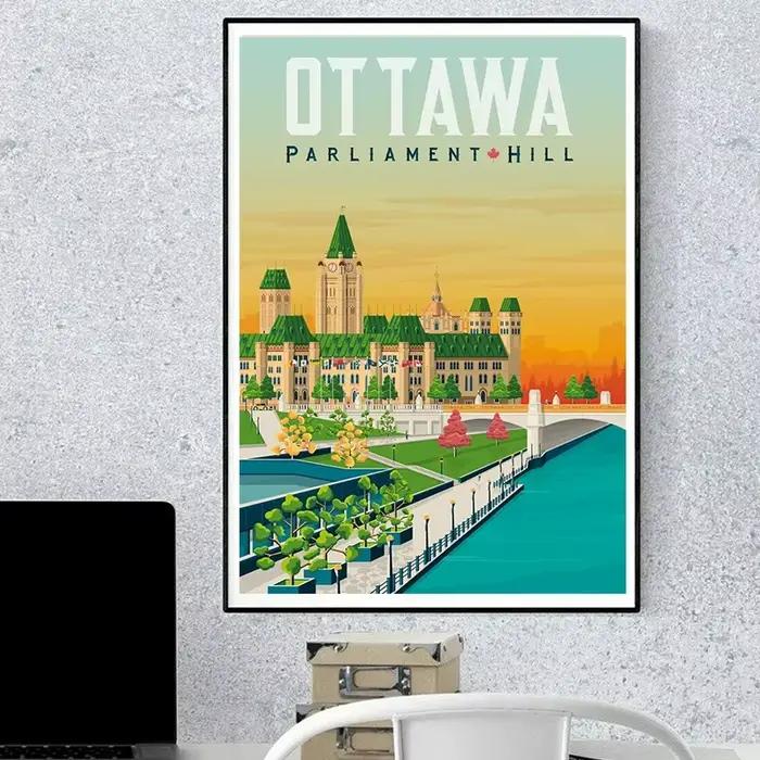 Affiche de voyage en ville du Canada