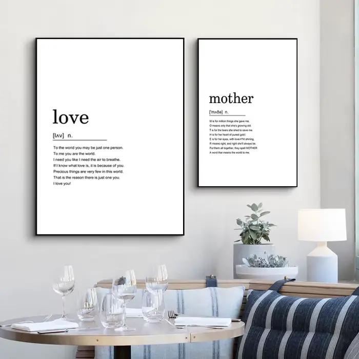 Affiches et College nordiques avec citations sur la définition de l'amour pour la maison