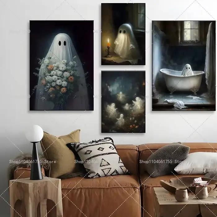 Affiche gothique d'Halloween avec fantômes
