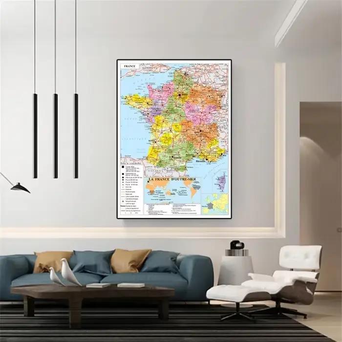 Affiche de carte de la circulation de la langue française de France