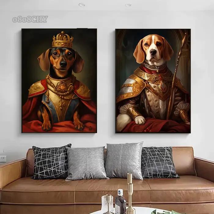 Peinture sur toile d'art de portrait de chien d'animal