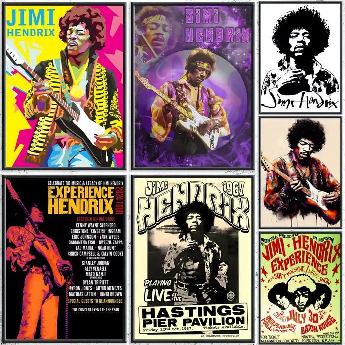 Guitariste j-jimi HendrixS peinture calligraphie HD toile affiche sans plis étanche tous les espaces décoration murale