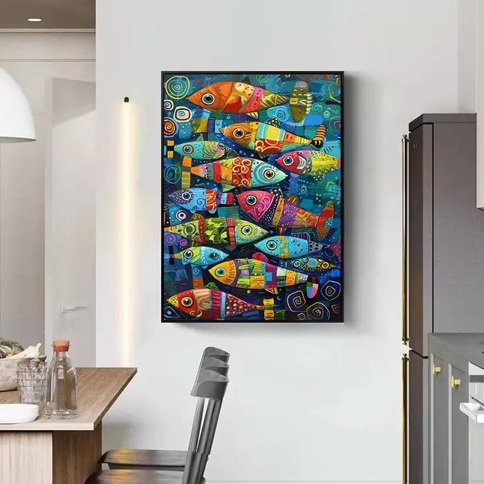 Affiches et imprimés sur toile de poisson coloré abstrait dans la mer
