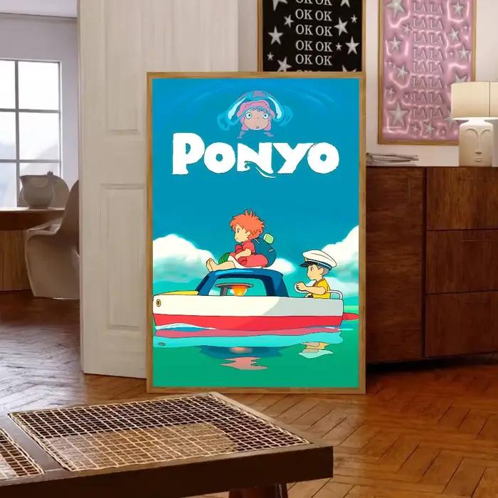 P-ponyo sur la falaise au bord de la mer affiche imprimée A5 A4 A3 A2 décor d'art mural pour chambre bureau cadeau pour les Fans