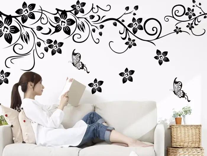 Chaud bricolage belle mur Art décalcomanie décoration mode romantique fleur Stickers muraux décor à la maison 3D papier peint Mural affiche