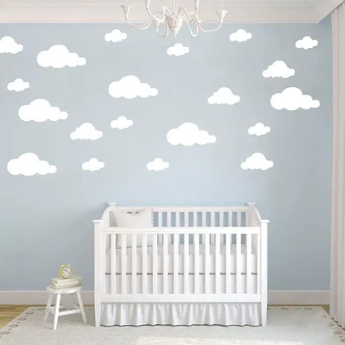 Autocollant mural PVC nuage blanc style nordique