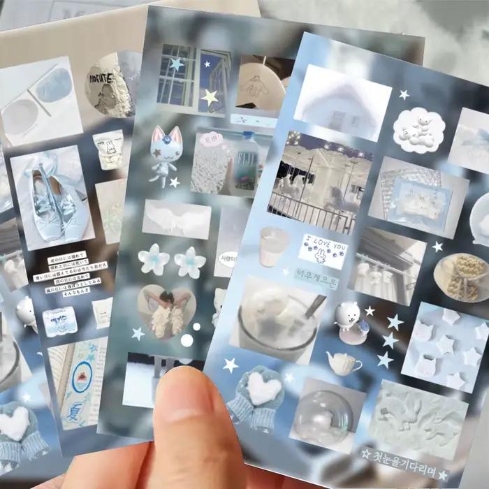 8 pièces autocollants série bleue-décalcomanies décoratives fraîches pour manuels, coques de téléphone et cahiers BulingBulingStickers Store