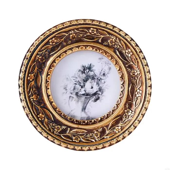 Cadre Photo rond en Bronze Antique or