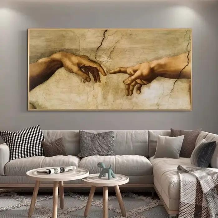 Toile d'art célèbre de la création d'adam de Michelangelo
