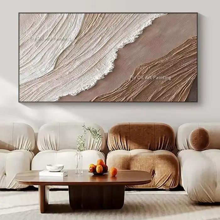 Peinture à l'huile d'optique texturée abstraite de vagues d'océan peinte à la main